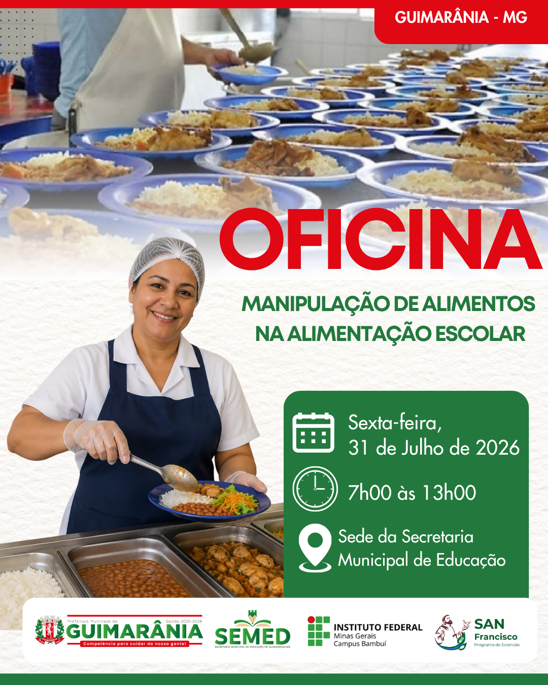 Foto de Oficina de Manipulação de Alimentos na Alimentação Escolar - Edição Guimarânia-MG
