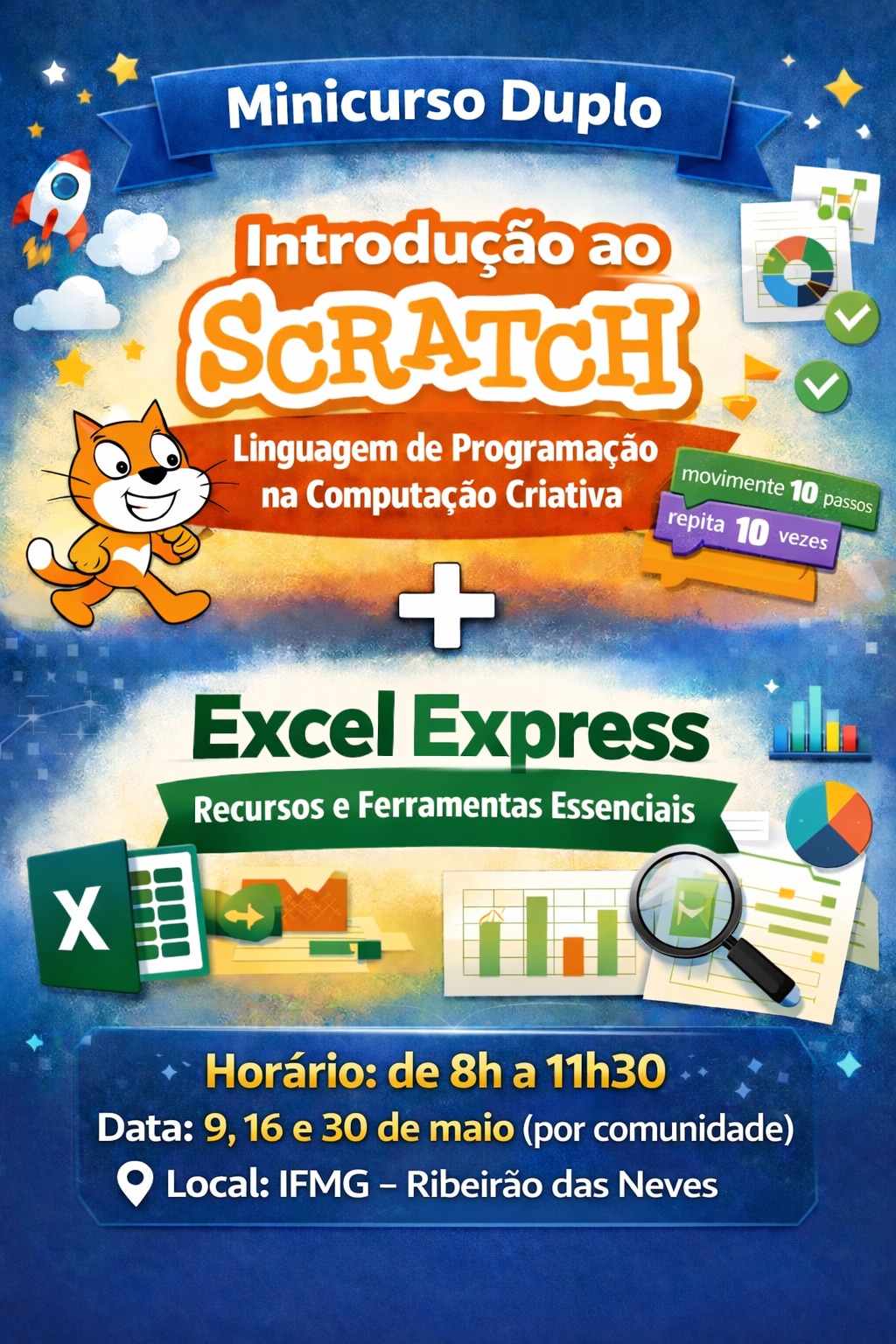 Foto de Minicurso - Introdução ao Scratch: Linguagem de Programação na Computação Criativa & Minicurso - Excel Express: Recursos e Ferramentas Essenciais