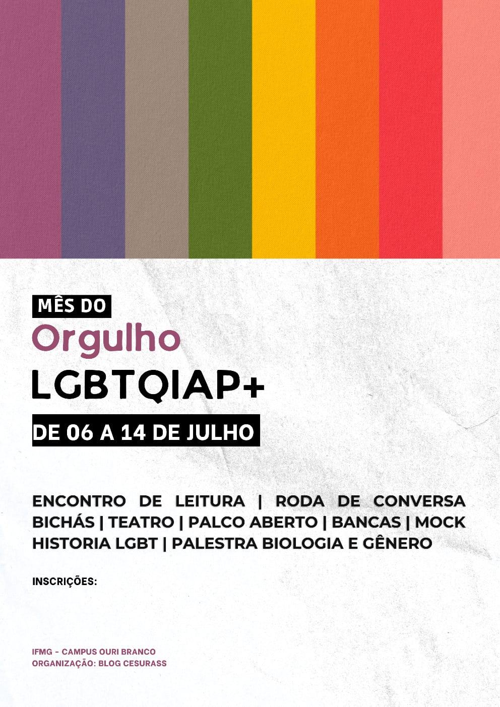 Foto de Orgulho 2026 – Semana LGBTQIAPN+ do IFMG Campus Ouro Branco